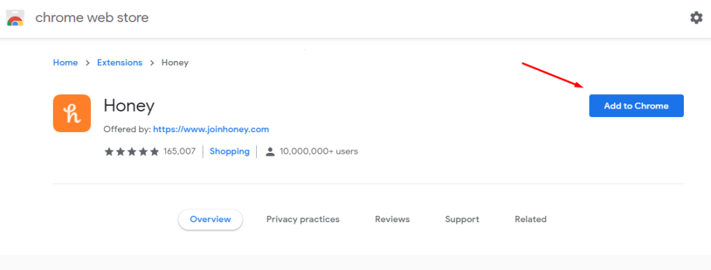 install honey chrome extension