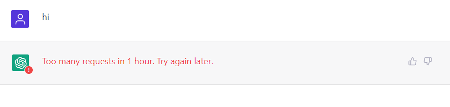 Too many requests in 1 hour. Try again later, ChatGPT